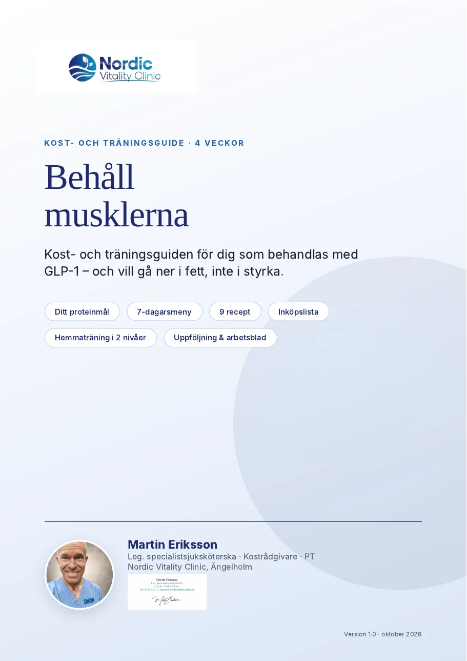 Omslag till Behåll musklerna – kost- och träningsguiden